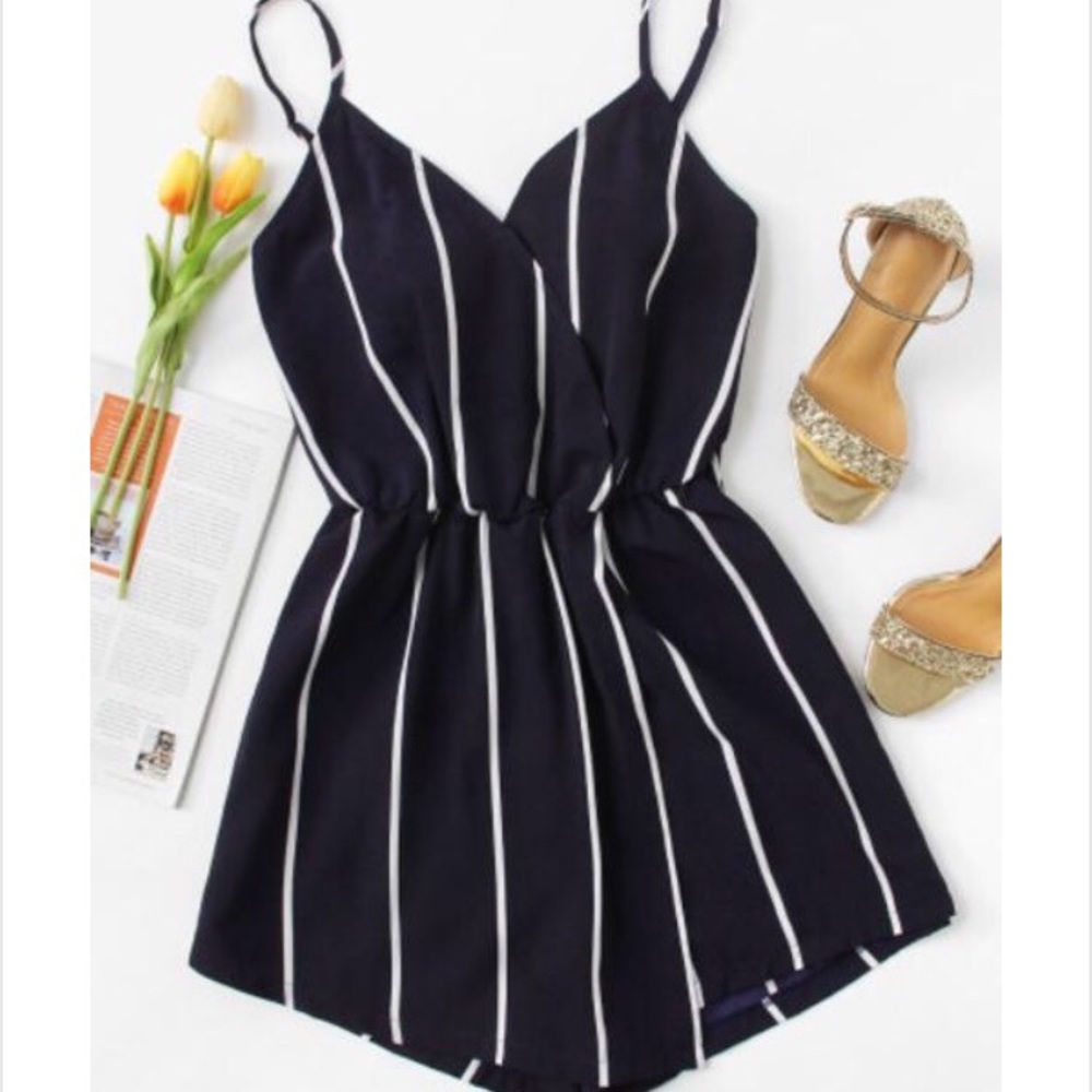 NWT Navy & White Striped Romper